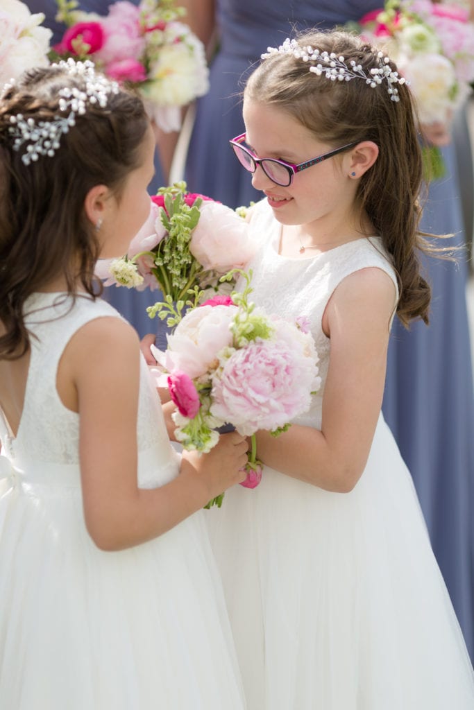 flower girls with crowns and flowers