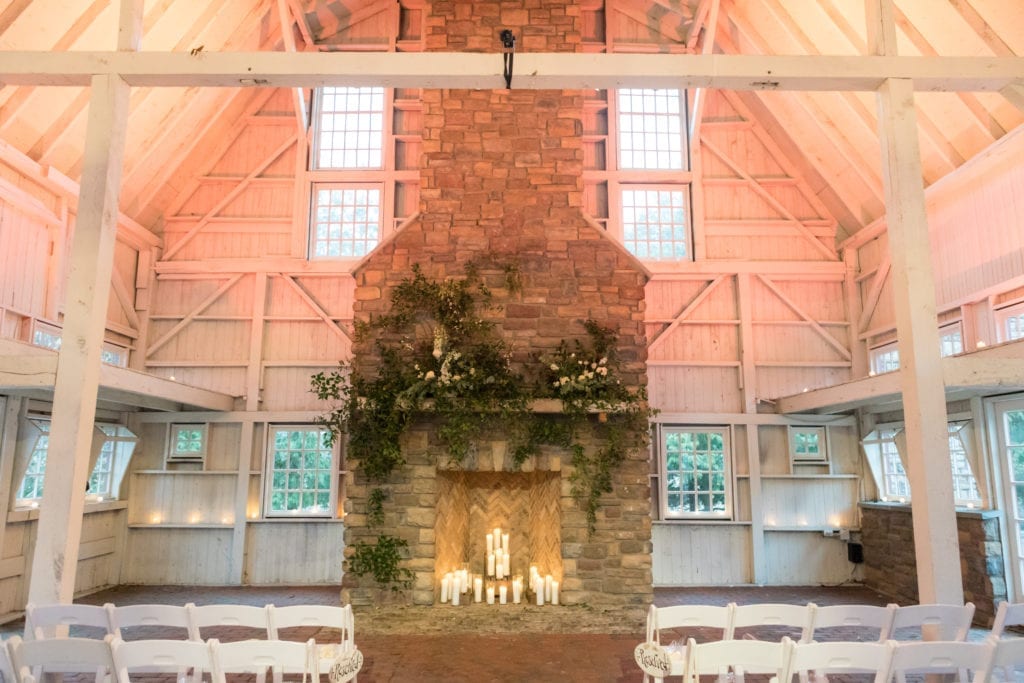 rustic barn wedding, rustic fireplace at wedding