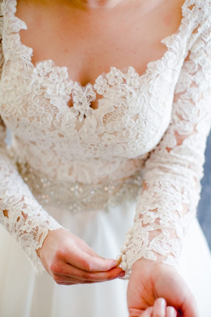 long sleeve lace wedding dress, lace long sleeved wedding dress details