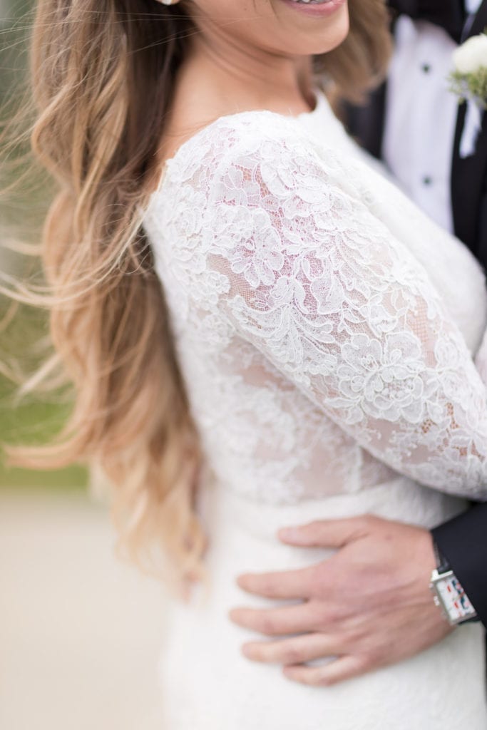 winter wedding hair, lace wedding dress details