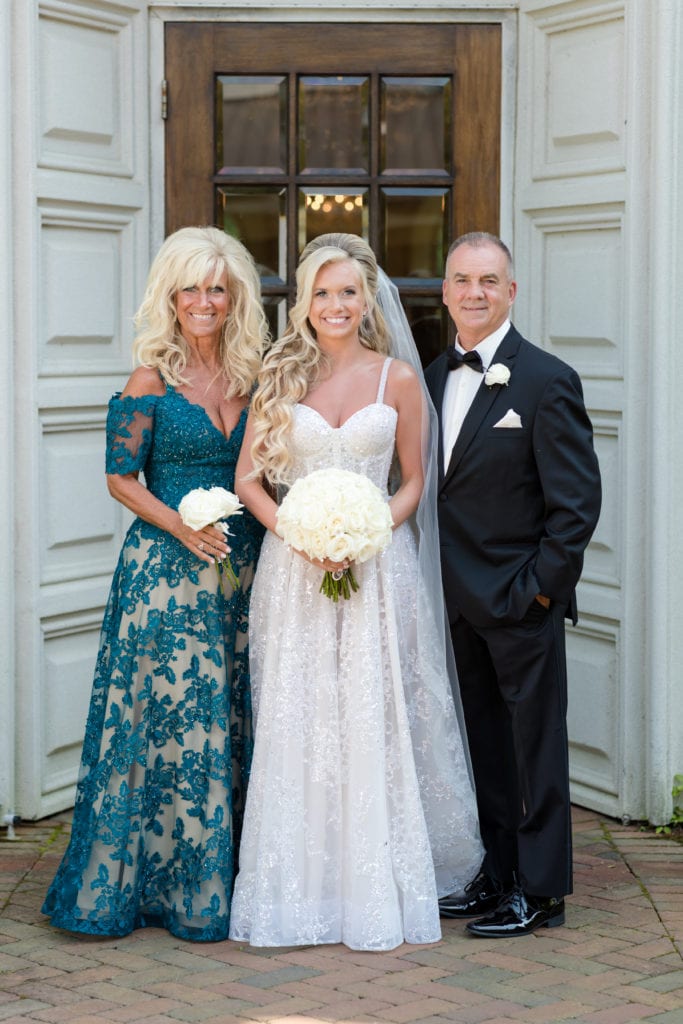 bride and her parents, new jersey wedding photographer