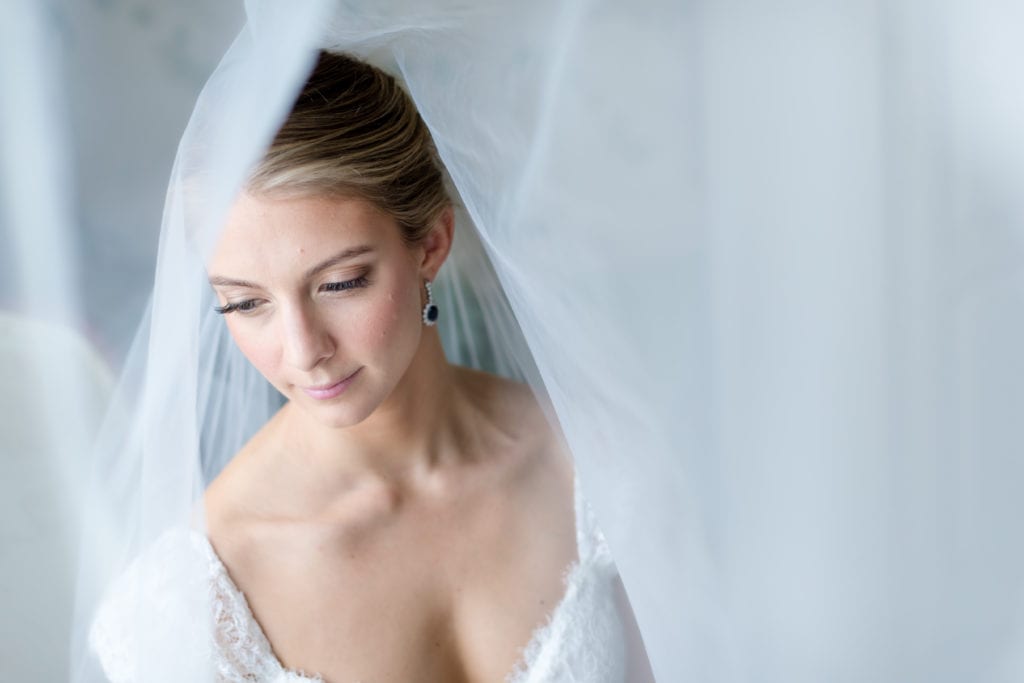 up close photo of bride and her veil