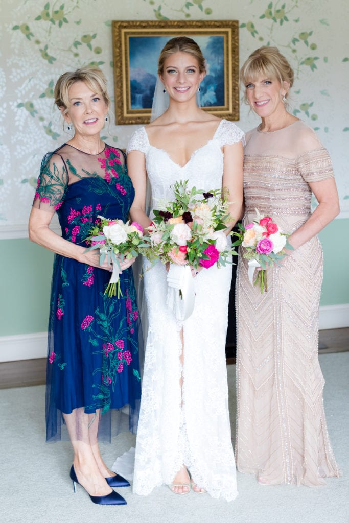 bride with mother and mother of the bride