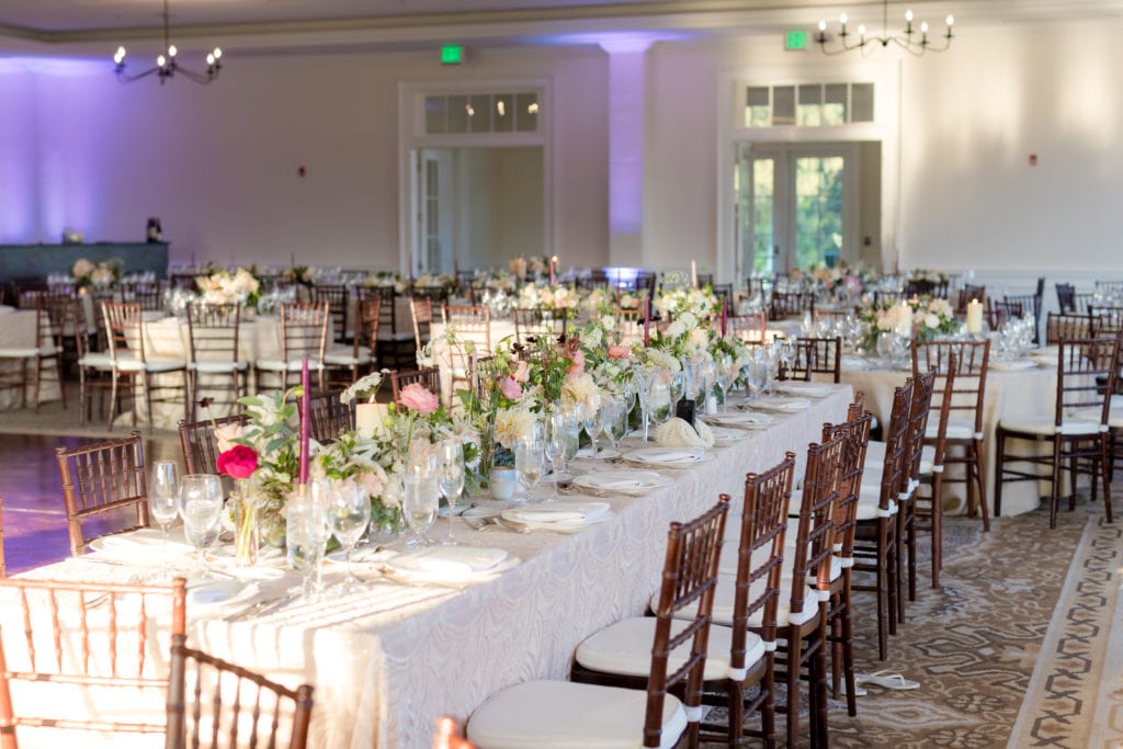 long table wedding decor, tablescape details
