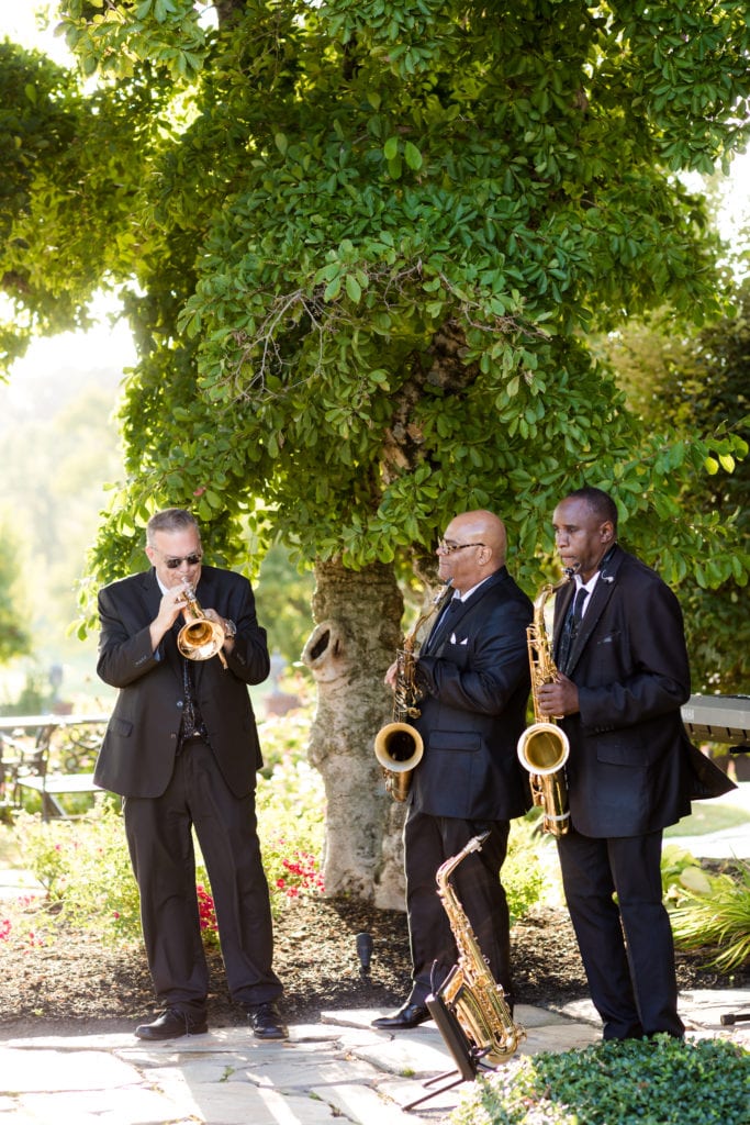 trumpet players at wedding