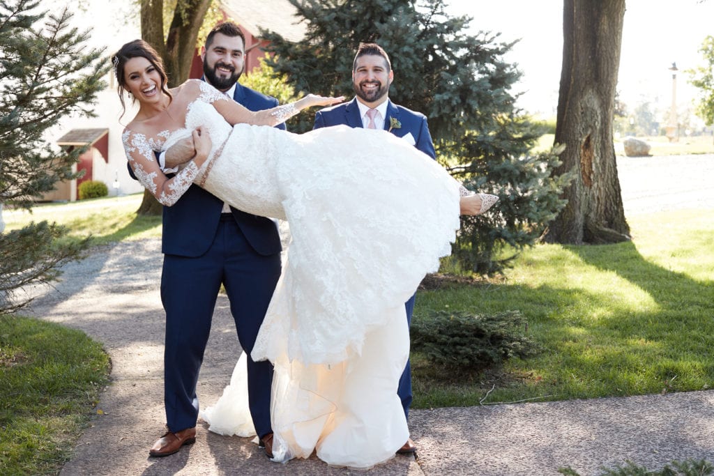bride with her groom and brother