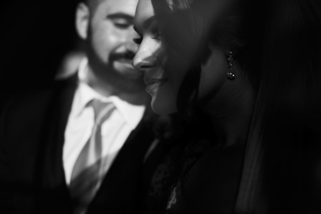 bride and groom portrait, black and white photography