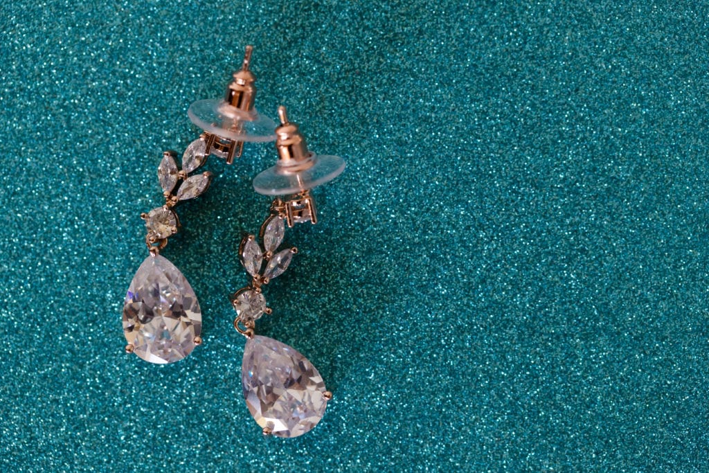 diamond drop earrings, wedding jewelry