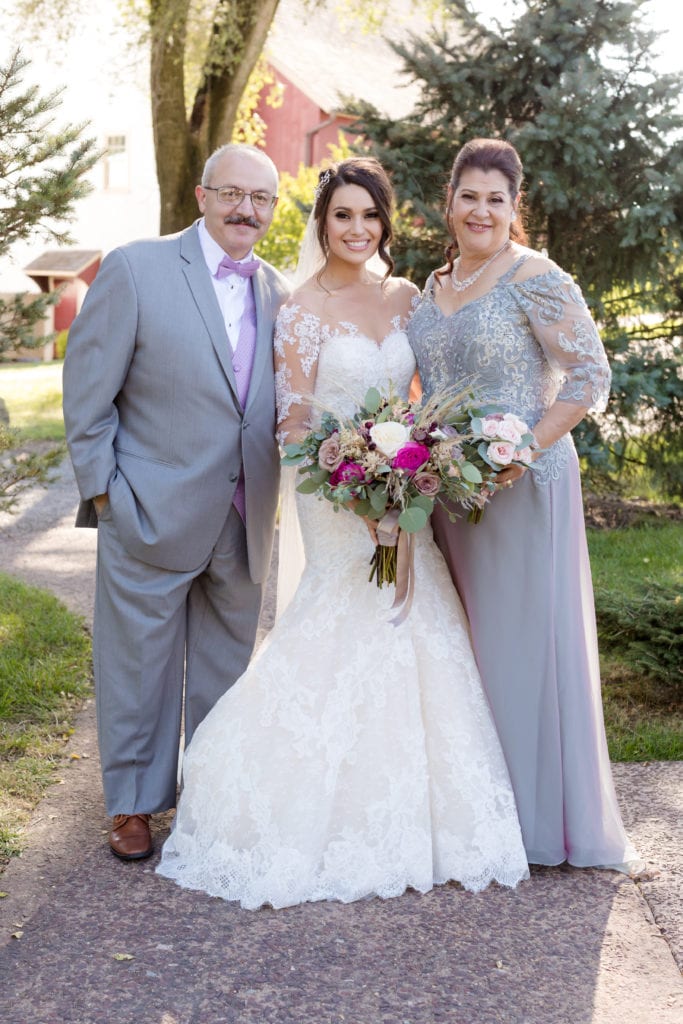 bride with parents
