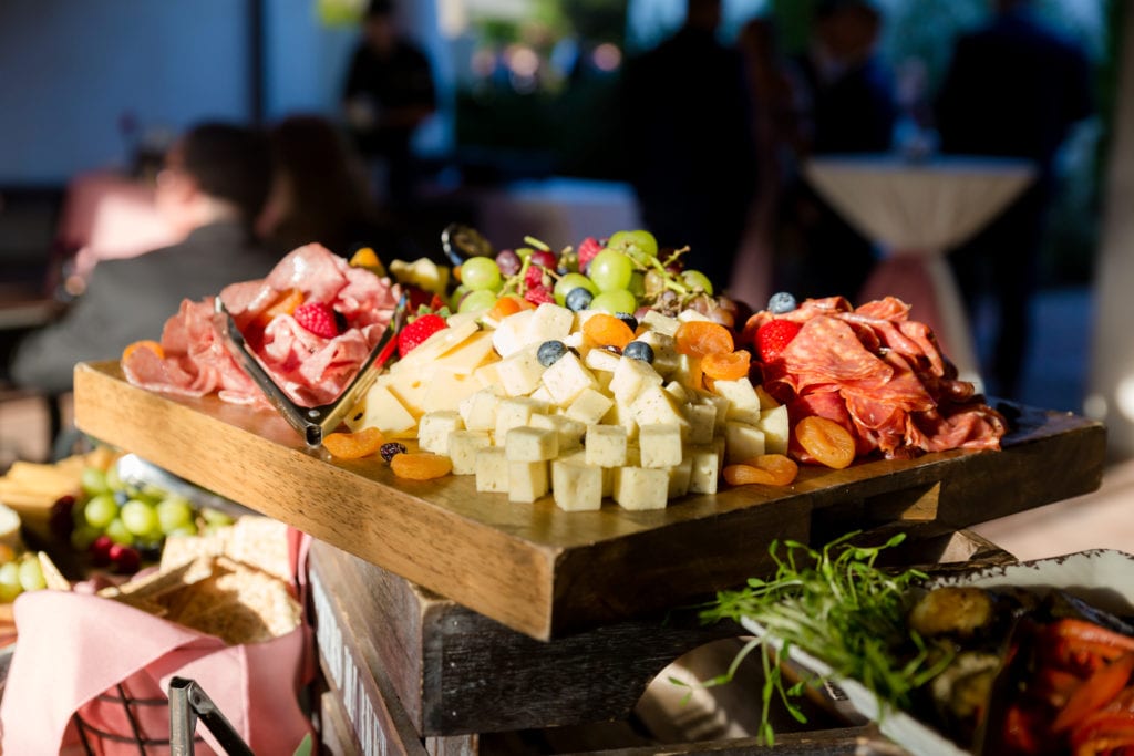 meat and cheese platter at wedding