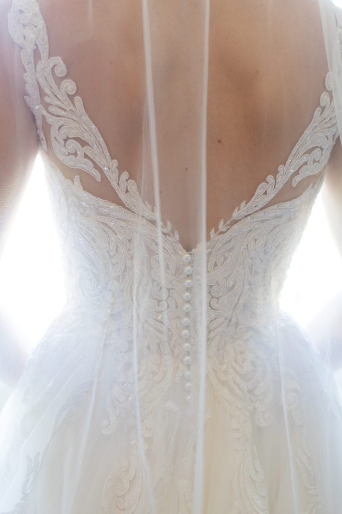 cutout wedding dress details, embroidered cut out Martina Liana wedding gown