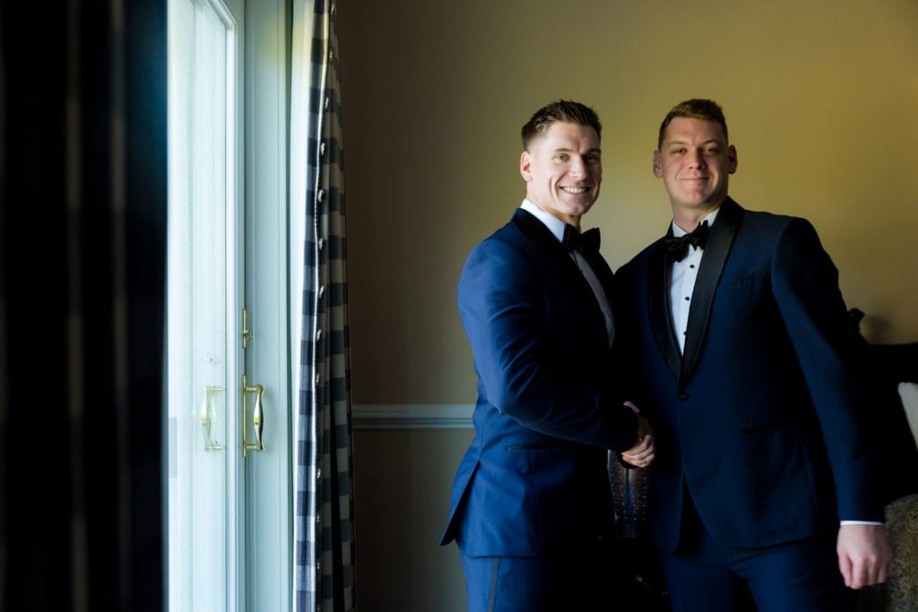 groom and groomsmen, Black and Navy tuxedos from Black Tux
