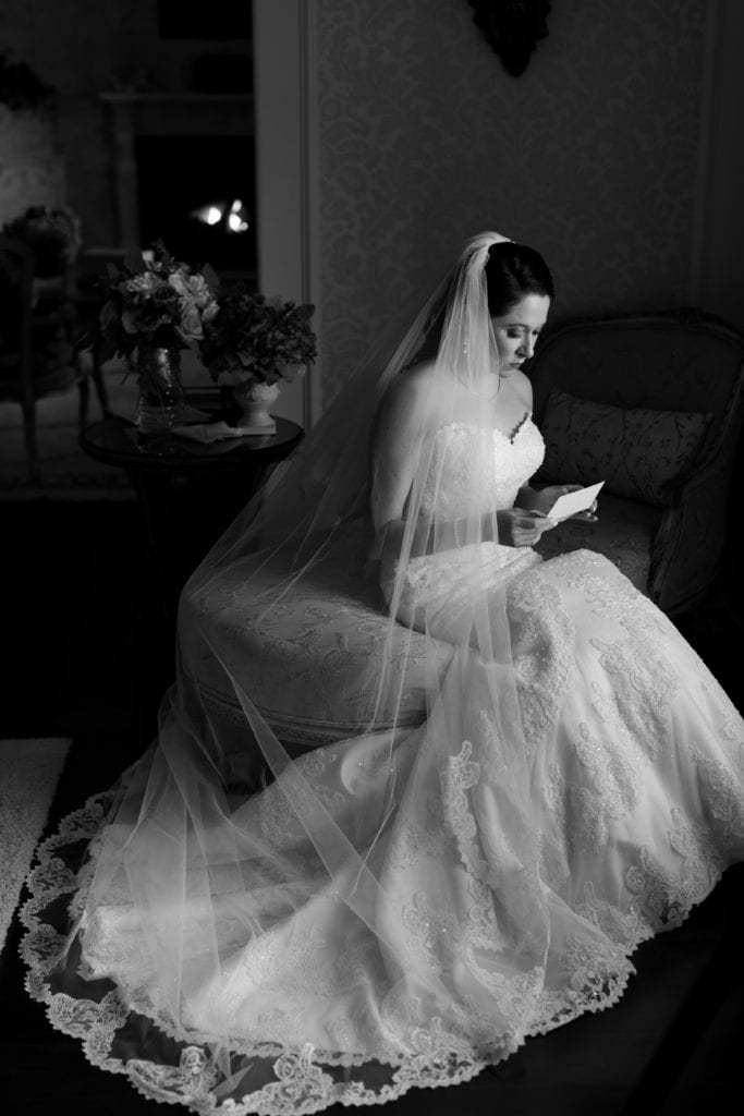 black and white portrait of bride, new jersey wedding photographer