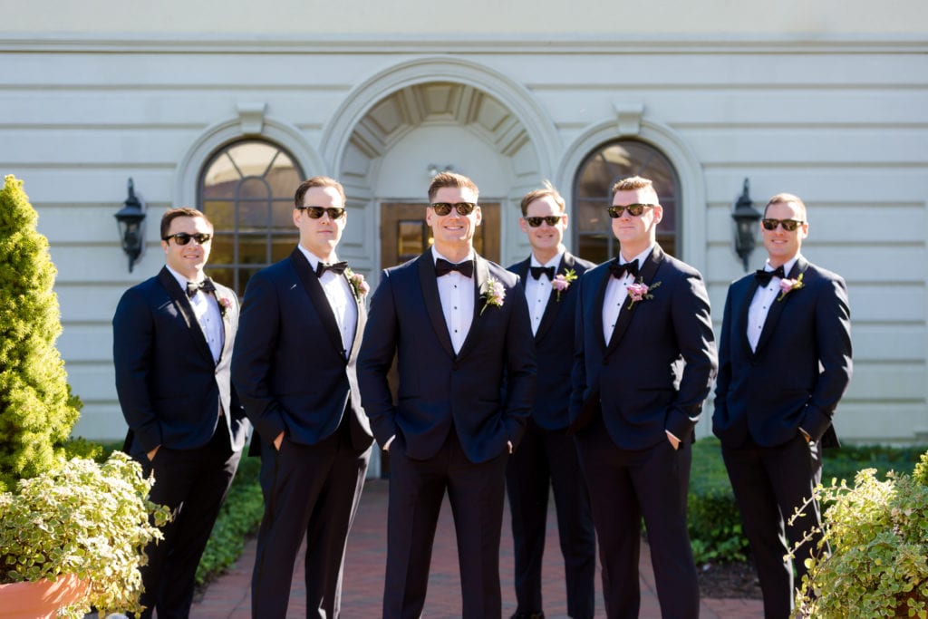 groom and his groomsmen in sunglasses