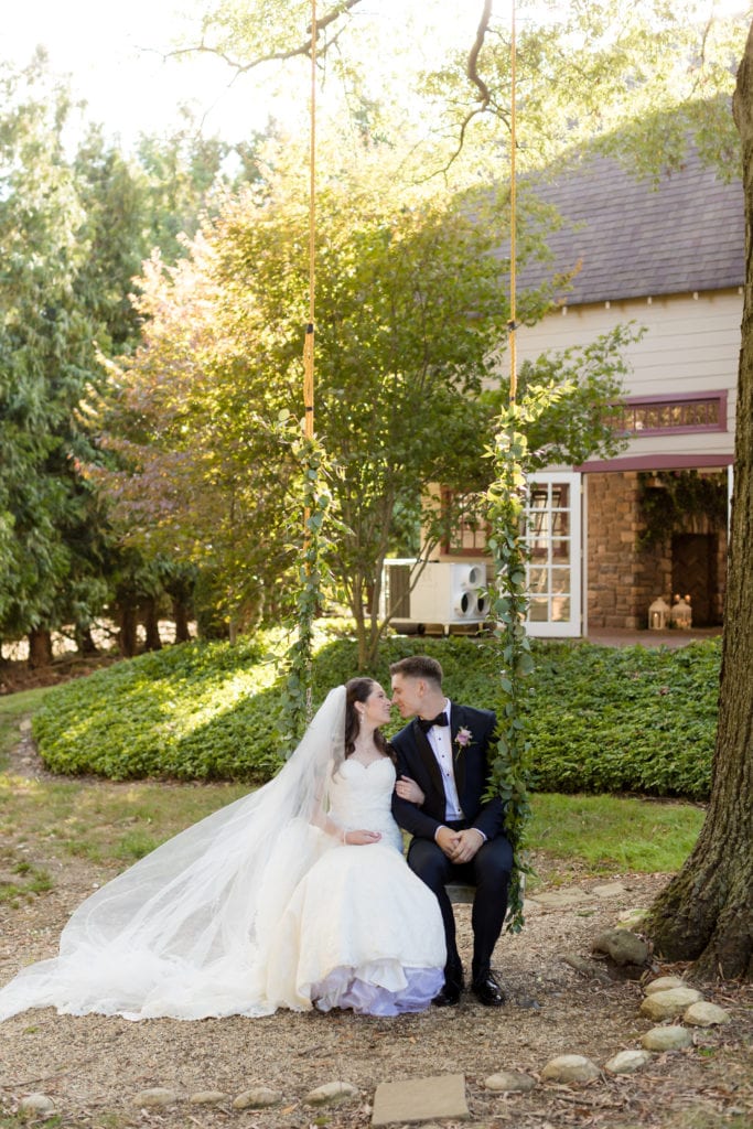 Ashford Estate swing, bride and groom on swing