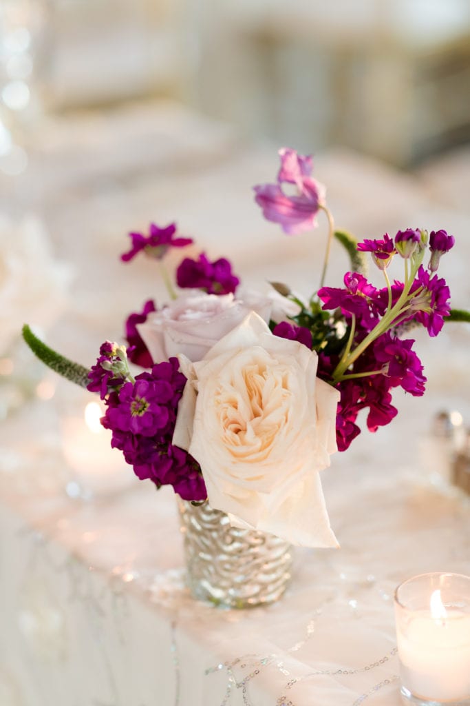 Magenta wedding floral centerpieces