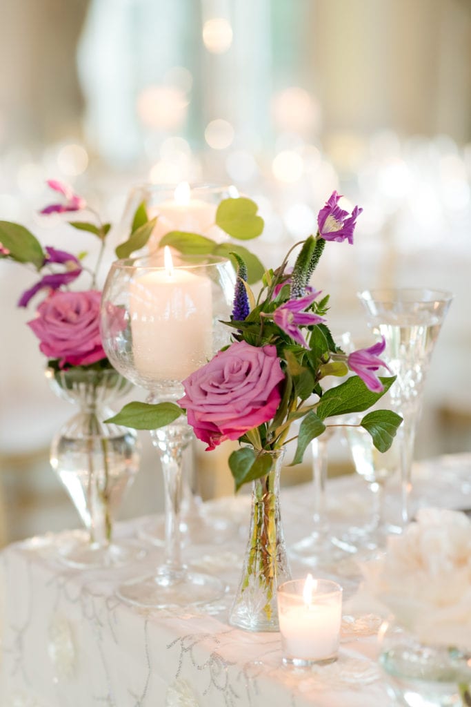 floral and candle wedding centerpieces