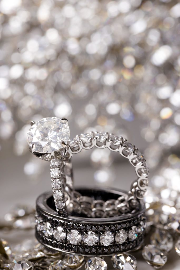 diamond engagement ring, wedding bands
