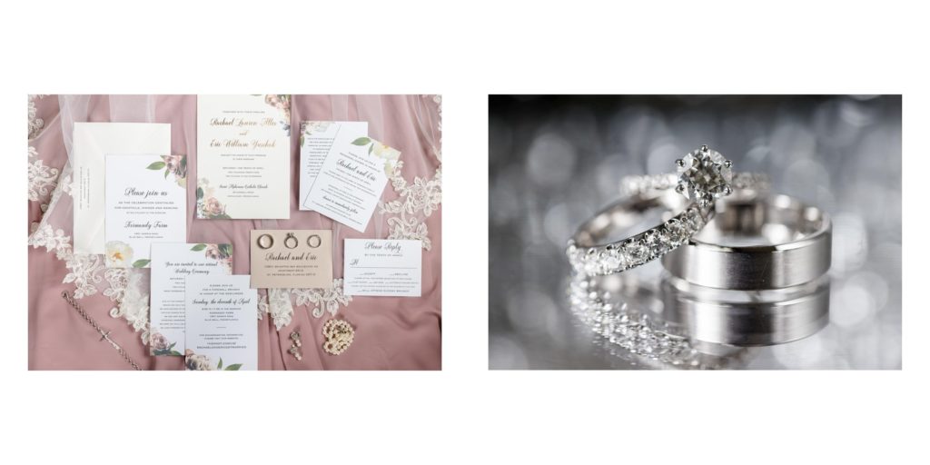 wedding rings and invitation details