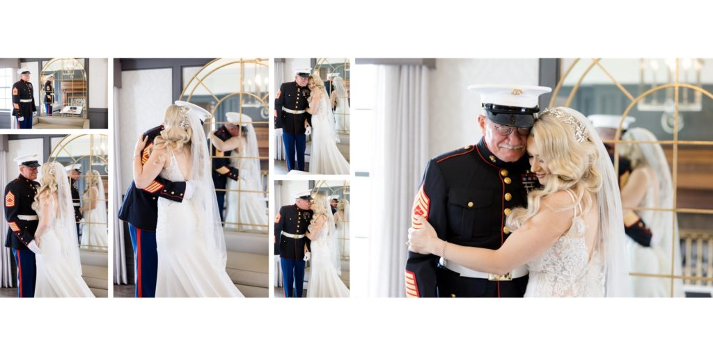 bride's first look with veteran grandfather