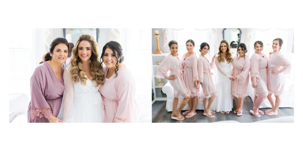 bride and bridesmaids with robes