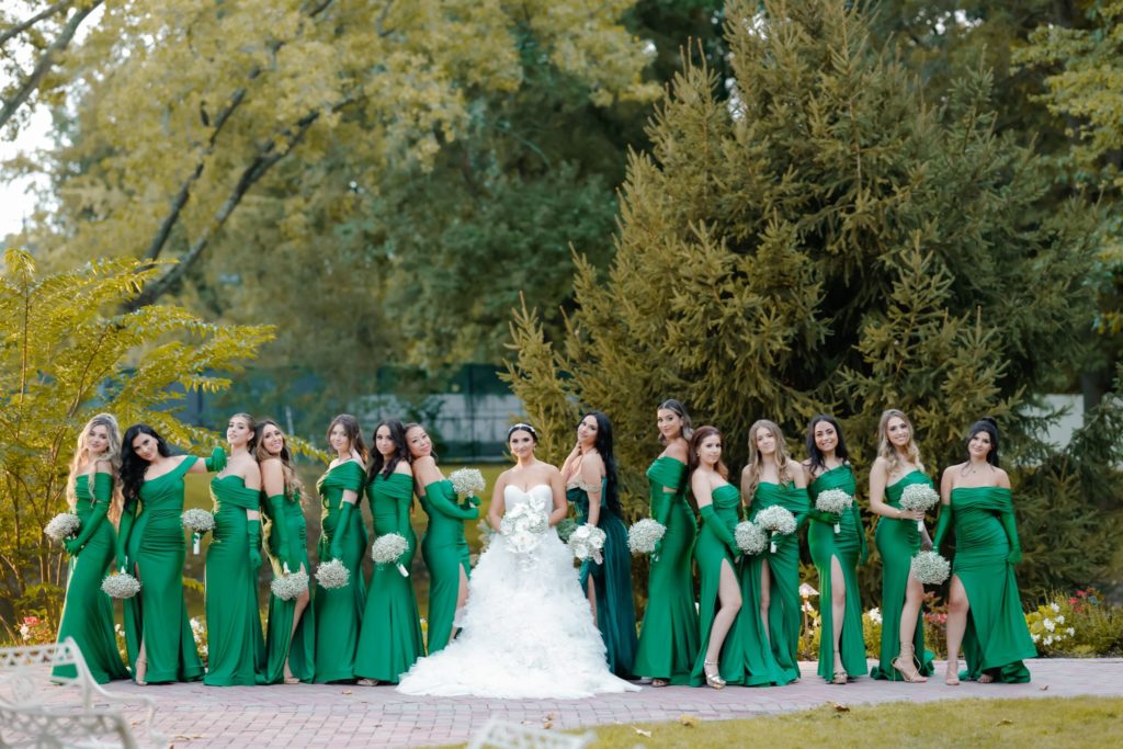 large bridal party green 