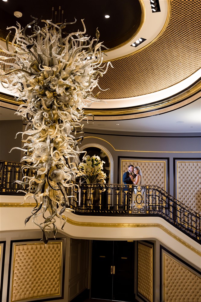 BRIDE AND GROOM PHOTO WITH CHANDELIER AT SHADOWBROOK AT SHREWSBURY NJ